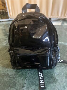 Black Clear PVC Mini Backpack with Branded Strap